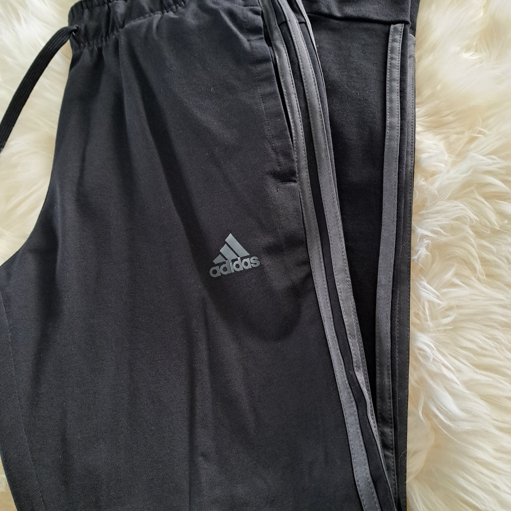 Adidas Woman Charcoal Joggers with Gray Stripes